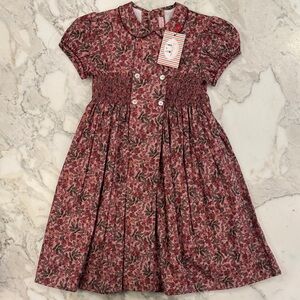 NWT La Coqueta Girls' Floral Smocked Dress in Rose Pink